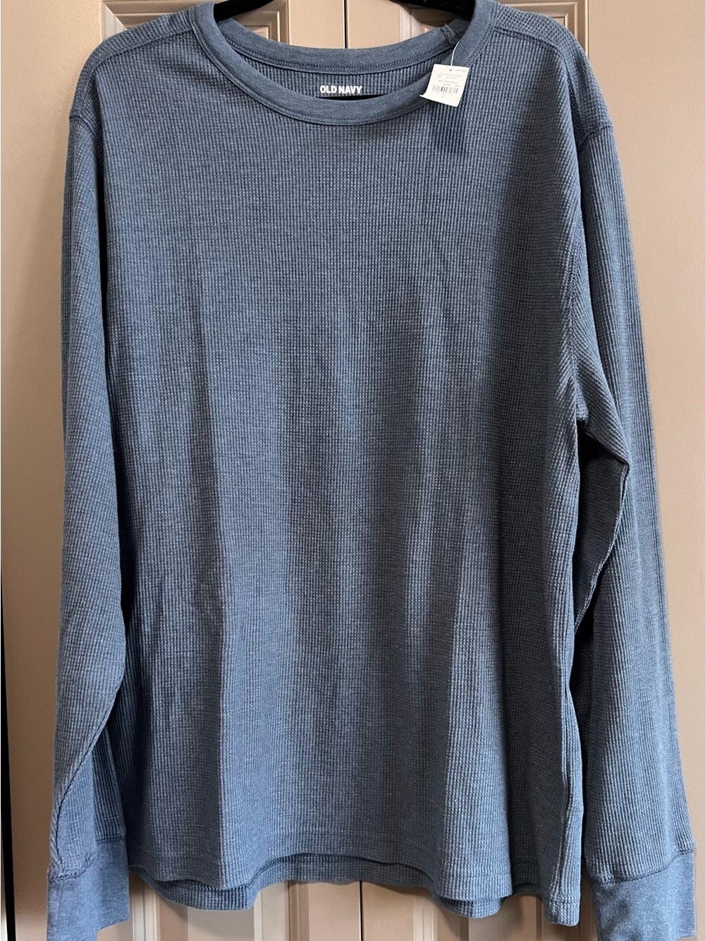 Old Navy Men's Slate Blue Waffle-Knit Long Sleeve Crew
